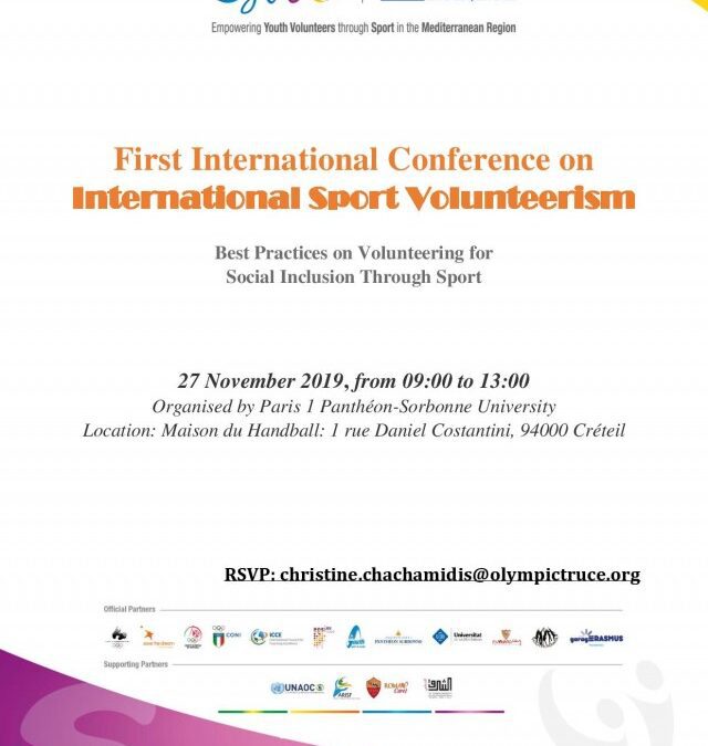 Project EYVOL invites stakeholders to International Sport Volunteerism Conference: 27 November 2019, Paris